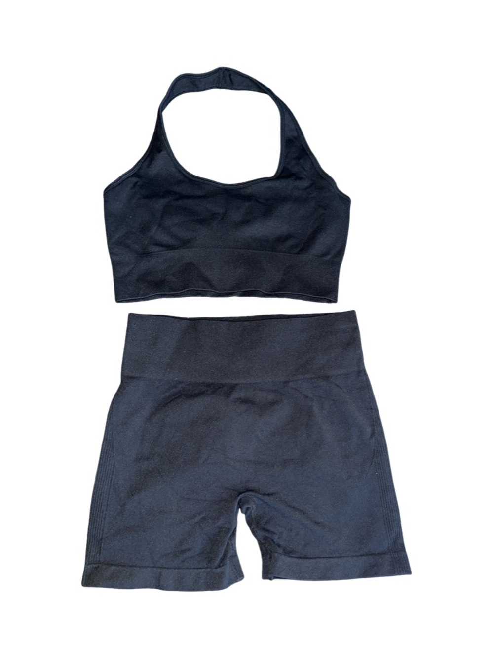 Black Seamless Sports Bra & High-Waist Bike Shorts Set